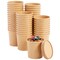 50-Pack 12 oz To Go Soup Containers with Lids, Disposable Paper Bowls with Vented Lids, Cups for Ice Cream, Dessert, Frozen Yogurt, Oatmeal (Brown)
